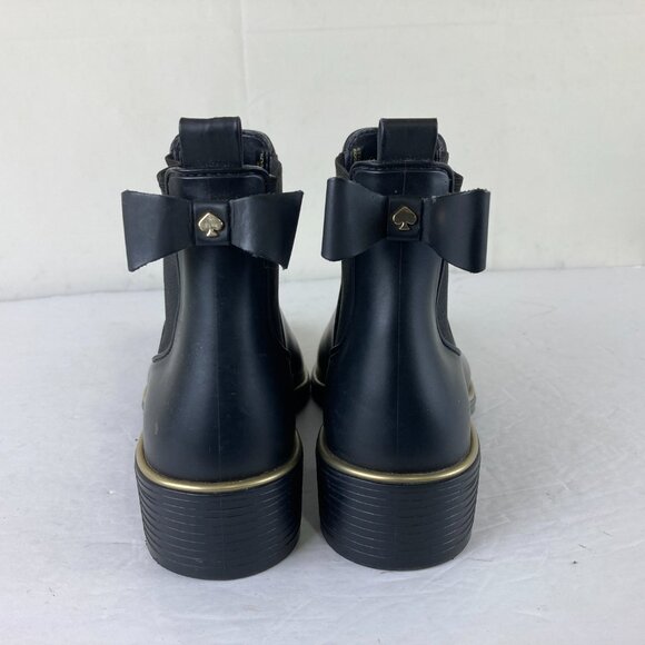 Kate Spade Womens Sz 8 Sedgewick Chelsea Rain Booties Black Outdoor Block Heel - Picture 6 of 10